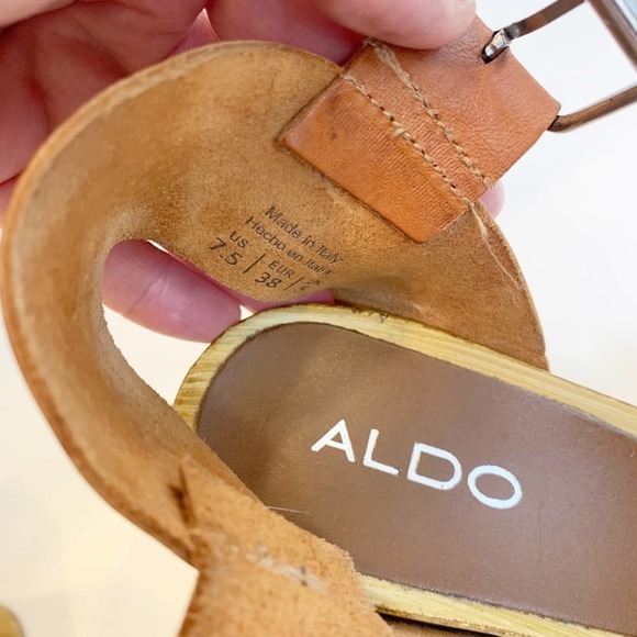 Aldo Tan Leather Platform Wedge Heels Size 7.5 - Picture 5 of 5